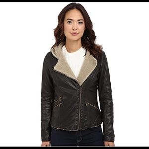 Levi’s nwt brown hooded moto leather jacket